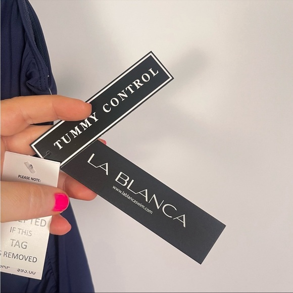 La Blanca Island Goddess Tankini Top Indigo Blue Sz 16 NWT - Picture 7 of 9